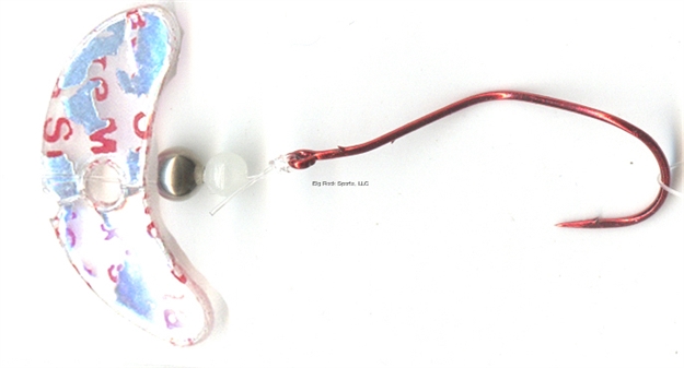 Picture of Mack's Lure Smile Blade Slow Death Rig, #2 Hook, Translucent Silver Tiger Smile Blade/Glo White Bead/Silver Center Bead