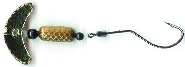 Picture of Mack's Lure Smile Blade Spindrift Walleye Spinner, #1 Hook, 72" Leader, Gold Mirror Black Scale Smile Blade/Gold Black Scale Pill