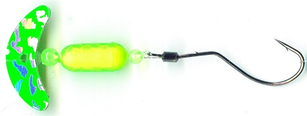 Picture of Mack's Lure Smile Blade Spindrift Walleye Spinner, #1 Hook, 72" Leader, Green Silver Tiger Smile Blade/Chartreuse Green Scale Pill