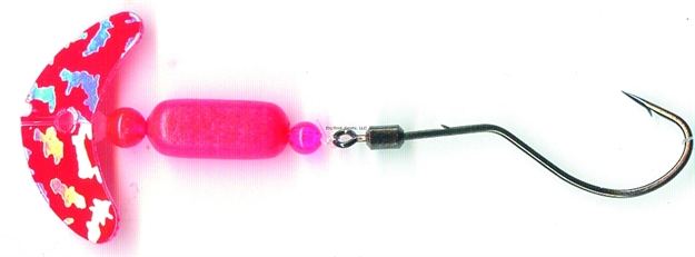 Picture of Mack's Lure Smile Blade Spindrift Walleye Spinner, #1 Hook, 72" Leader, Red Silver Tiger Smile Blade/Red Pill