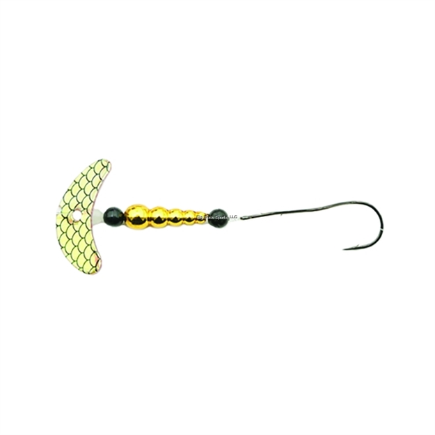 Picture of Mack's Lure Smile Blade Super Slow Death Rig, #1 Hook, Gold Black Scale Smile Blade/Gold Tapered Bead/Black Bead