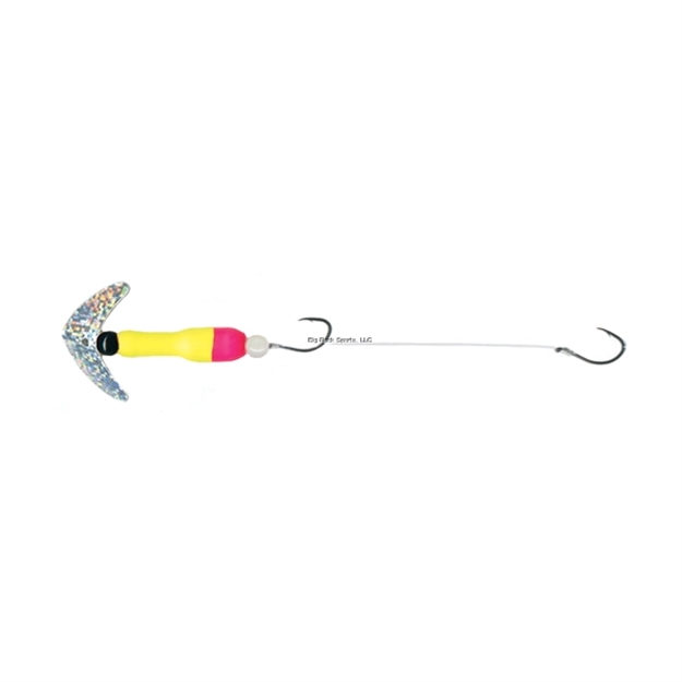 Picture of Mack's Lure Wally Pop Crawler Series Spinner, (2) #2 Hks, 72" Leader, Sil Sprkl Smile Blade/Flo Yel Tubing/Flo Pink Tubing