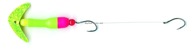 Picture of Mack's Lure Wally Pop Crawler Series Spinner, (2) #4 Hooks, 72" Leader, Chartreuse Sparkle Smile Blade/Lime Green Tubing Color1/Flo Pink Tubing Color2