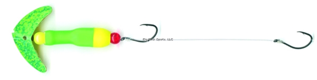 Picture of Mack's Lure Wally Pop Crawler Series Spinner, (2) #4 Hooks, 72" Leader, Green Sparkle Smile Blade/Flo Green Tubing Color1/Flo Yellow Tubing Color2