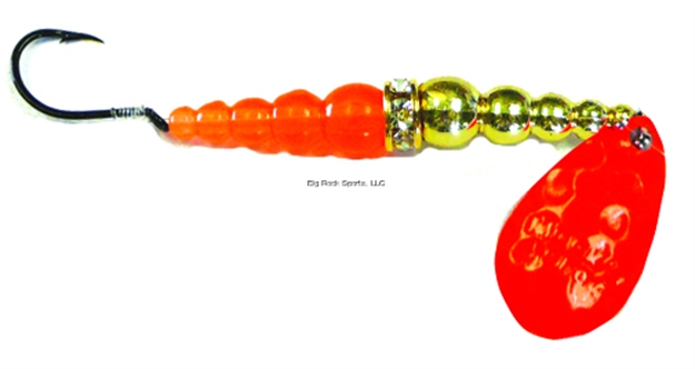 Picture of Mack's Lure Wedding Ring Classic Original Spinner, #6 Hook, 48" Leader, Orange Blade/Gold/Flo Fire Orange Bead