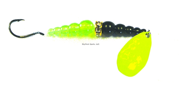 Picture of Mack's Lure Wedding Ring Classic Original Spinner, #8 Hook, 48" Leader, Chartreuse Blade/Black/Flo Chartreuse Bead