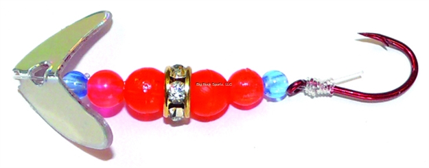 Picture of Mack's Lure Wedding Ring Mini Pro Spinner, #6 Hook, 48" Leader, Silver Mirror Smile Blade/Flo Orange Bead