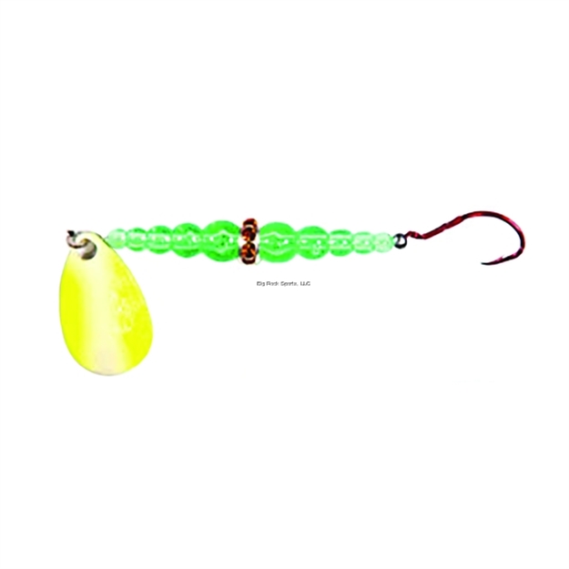 Picture of Mack's Lure Wedding Ring UV Spinner, #8 Hook, 48" Leader, Silver/Chartreuse Blade/Flo Chartreuse Bead