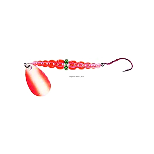 Picture of Mack's Lure Wedding Ring UV Spinner, #8 Hook, 48" Leader, Silver/Orange Blade/Flo Orange Bead