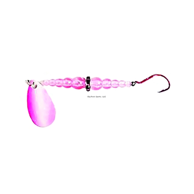 Picture of Mack's Lure Wedding Ring UV Spinner, #8 Hook, 48" Leader, Silver/Pink Blade/Hot Pink Bead