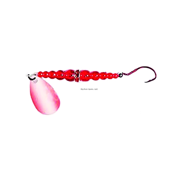 Picture of Mack's Lure Wedding Ring UV Spinner, #8 Hook, 48" Leader, Silver/Red Blade/Ruby Bead
