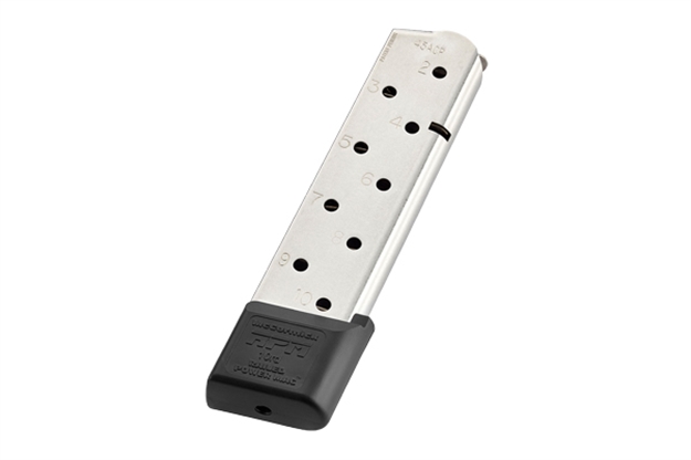 Picture of  Cmc Products 17150 Power Mag Railed 10Rd 45 Acp Fits 1911 Government Stainless Steel W/ Black Base Pad