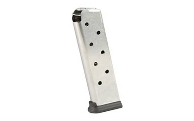 Picture of  Cmc Products 17130 Power Mag Railed 8Rd 45 Acp Fits 1911 Government Stainless Steel W/ Black Base Pad 019962233005
