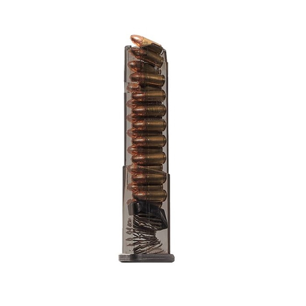Picture of Ets Group Group Smkglk43x19 Pistol Mags  19Rd Extended 9Mm Luger Compatible W/ Glock 43X/48 Smoke Polymer SMK-GLK-43X-19