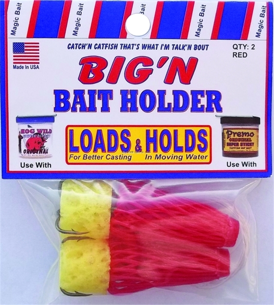Picture of Magic Bait Big'n Hook, Size 2, Treble/Baitholder, Bronze, Red Mesh, 2 Per Pack