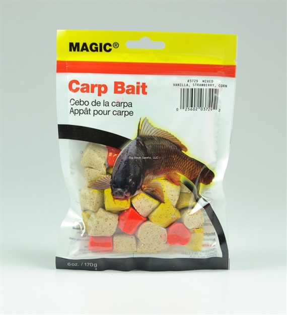 Picture of Magic Bait Carp Bait, Preformed, 6 OZ Bag, Mixed Vanilla, Strawberry, Corn