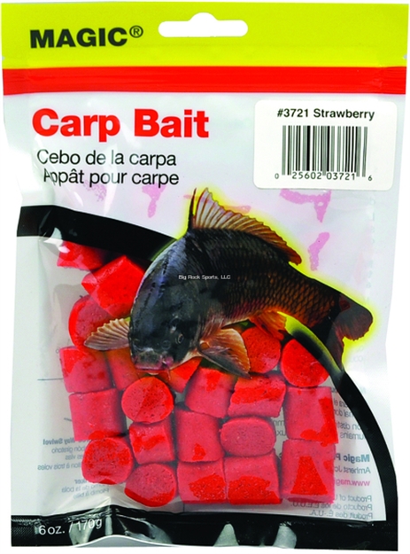 Picture of Magic Bait Carp Bait, Preformed, 6 OZ Bag, Red/Strawberry