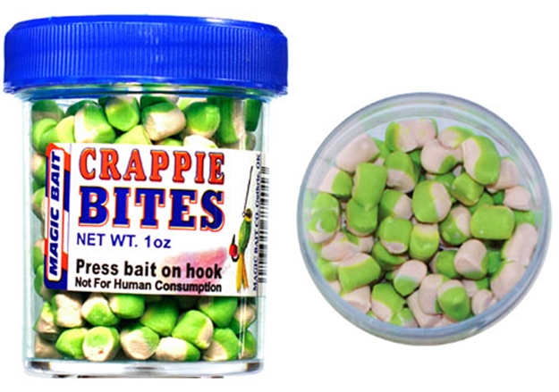 Picture of Magic Bait Crappie Bites White/Chartreuse, Catch More Slabs, 1Oz Jar CRP-02