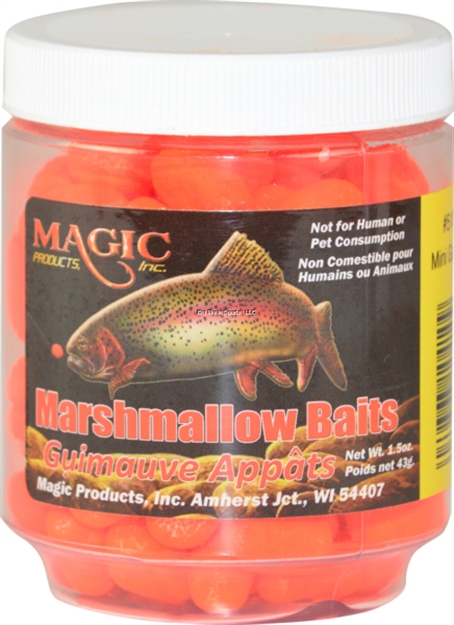 Picture of Magic Bait Mini Marshmallows, 1.5 OZ Jar, Blaze Orange - Flame Garlic