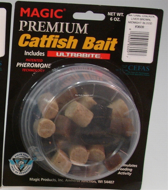 Picture of Magic Bait Premium Catfish Bait W/Ultrabite, Mixed Chicken, Liver, Blood, 6 OZ Blister Pack