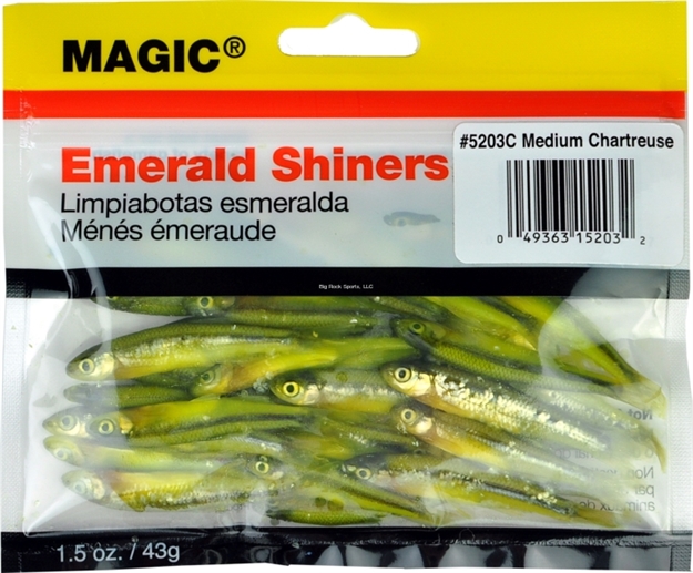 Picture of Magic Bait Preserved Shiner Minnows, Medium, 1 1/2 OZ Bag, Chartreuse
