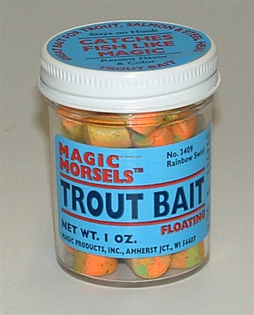Picture of Magic Bait Trout Bait Morsels, Floating, 1 OZ Jar, Rainbow Swirl