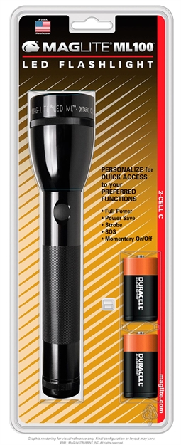 Picture of Maglite Ml100s2dx6 Ml100 Led 137 Lumens C Alkaline (2) Aluminum Black