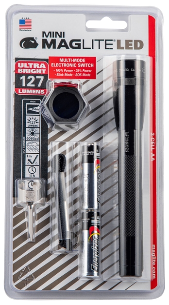 Picture of Maglite Sp2201c Mini Maglite Red/Blue/Clear Led 97 Lumens AA (2) Battery Black Combo Pack