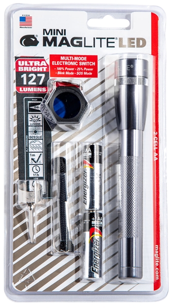 Picture of  Maglite Sp2209c Mini Maglite Combo Pack Silver Aluminum Red/Blue/Clear Led 127 Lumens