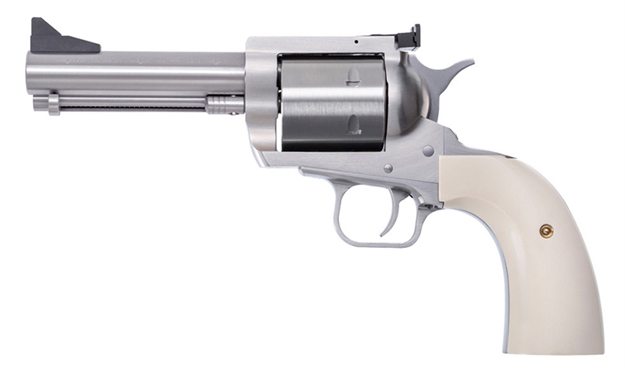 Picture of Magnum Research Bfr44mag5b6 Bfr Short Cylinder 44 Rem Mag 6 Shot, 5" Brushed Stainless Steel Barrel, Cylinder  & Frame, White Polymer Grip, Hammer Safety, Exposed Hammer BFR44MAG5B-6 761226090069
