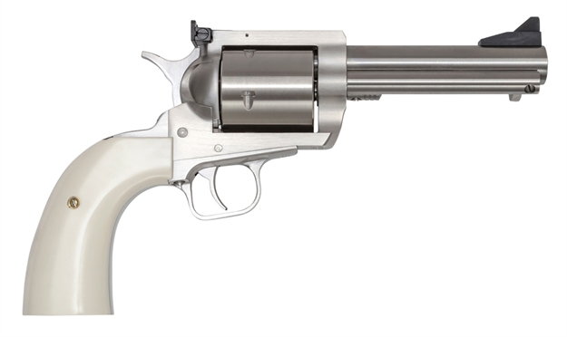 Picture of Magnum Research Bfr44mag5b6 Bfr Short Cylinder 44 Rem Mag 6 Shot, 5" Brushed Stainless Steel Barrel, Cylinder  & Frame, White Polymer Grip, Hammer Safety, Exposed Hammer BFR44MAG5B-6