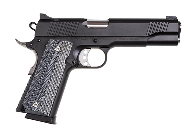Picture of  Magnum Research De1911g10 1911 G 10Mm Auto Caliber With 5.01" Barrel, 8+1 Capacity, Overall Matte Black Finish Carbon Steel, Beavertail Frame, Serrated Slide & Black/Gray G10 Grip 761226089834