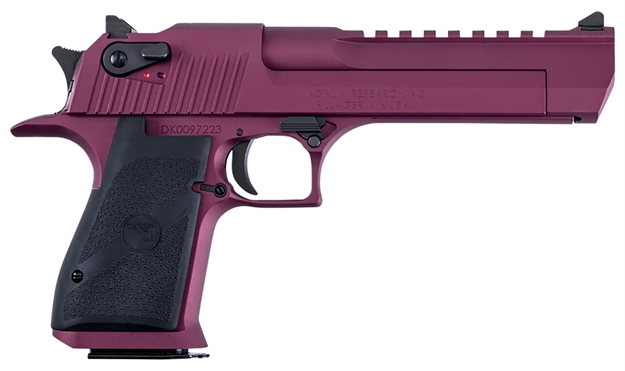 Picture of  Magnum Research De44bkc Desert Eagle Black Cherry 44 Mag 7+1 6" Black Barrel, Metallic Black  Cherry Cerakote Serrated Slide, Aluminum Frame W/Picatinny Rail & Beavertail Black Rubber Grips