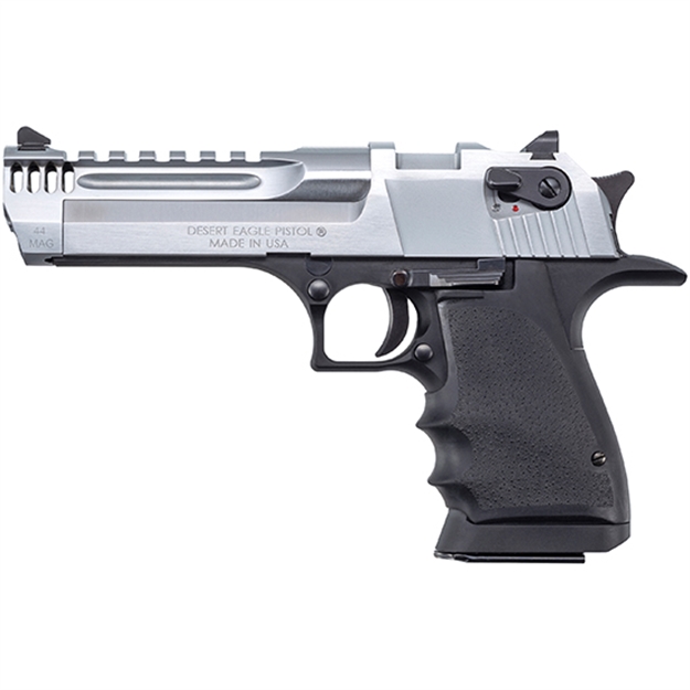 Picture of  Magnum Research De44l5bc Desert Eagle L5 44 Rem Mag 5" With Muzzle Brake 8+1 Black Hardcoat Anodized Aluminum Brushed Chrome Carbon Steel Slide Black Hogue Wraparound Rubber Grip