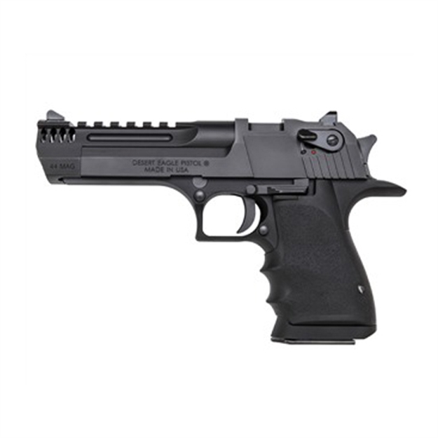 Picture of  Magnum Research De445imb Desert Eagle L5 44 Rem Mag 5" With Muzzle Brake 8+1 Black Hardcoat Anodized Aluminum Frame Black Carbon Steel Slide Black Hogue Wraparound Grip