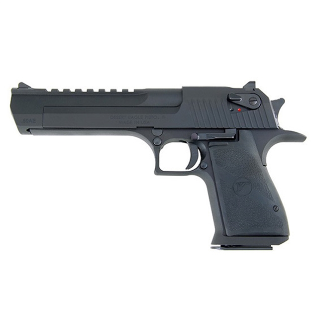 Picture of  Magnum Research De50 Desert Eagle Mark Xix 50 AE Caliber With 6" Picatinny Rail Barrel, 7+1 Capacity, Overall Black Finish Carbon Steel, Beavertail Frame, Serrated Slide & Rubber Grip