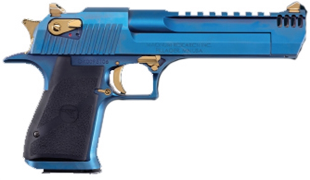 Picture of Magnum Research Desert Eagle 50Ae 6 Carbo Blue W/Gold ZDE50CBG
