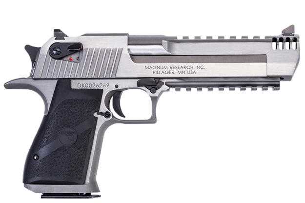 Picture of  Magnum Research De429srmb Desert Eagle Mark Xix 429 DE 6" With Muzzle Brake 7+1 Matte Stainless Steel Frame 7 Slide Black Rubber Grip 761226089308