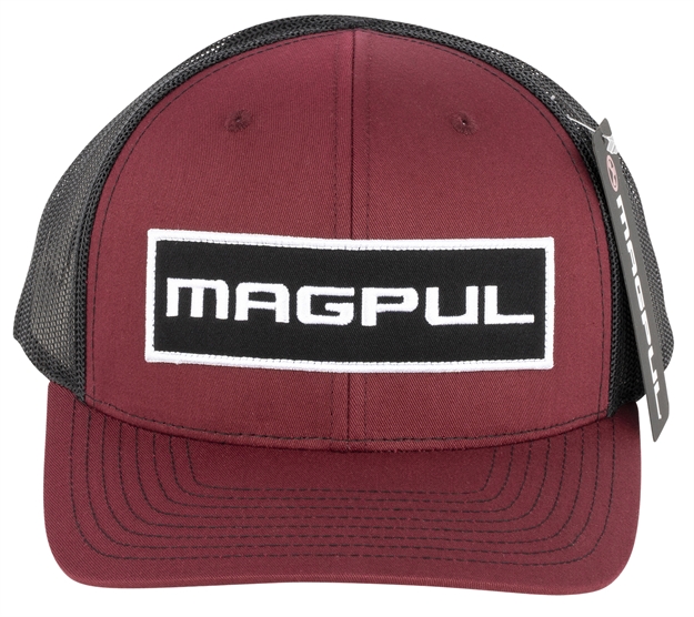 Picture of  Magpul Mag1104-604 Wordmark Patch Trucker Hat Black/Red Adjustable Snapback Osfa Structured