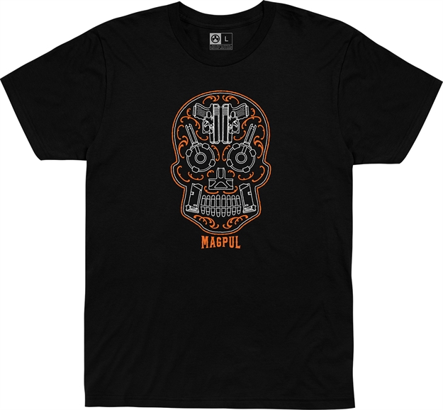 Picture of Magpul Mag1217001l Sugar Skull Men's T-Shirt Black Short Sleeve Large