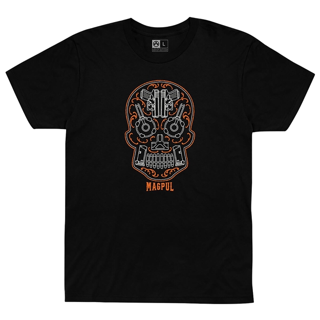 Picture of  Magpul Mag1217001s Sugar Skull  Black Cotton/Polyester Short Sleeve Small