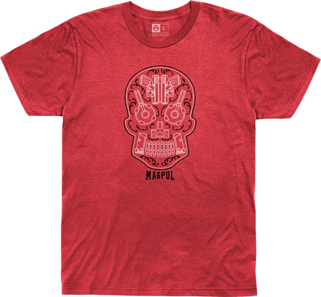 Picture of  Magpul Mag1217612m Sugar Skull  Red Heather Cotton/Polyester Short Sleeve Medium