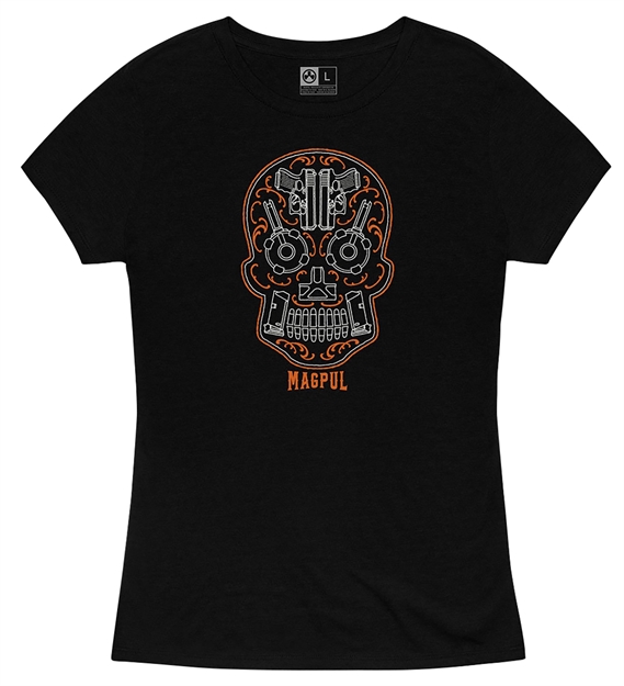 Picture of  Magpul Mag1218001s Sugar Skull Women's Black Cotton/Polyester Short Sleeve Small
