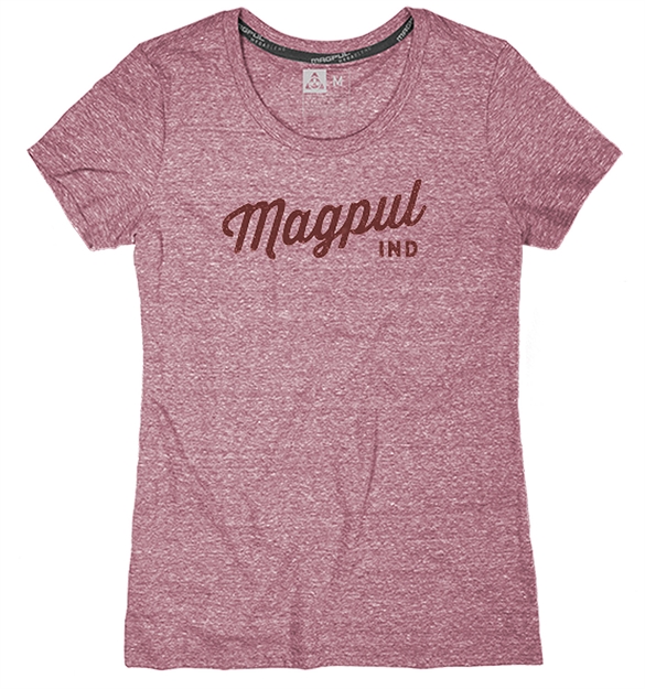 Picture of Magpul Mag880-602-S Megablend Rover Script Women's T-Shirt Small Burgundy Heather