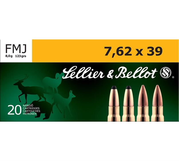 Picture of Sellier & Bellot Rifle Ammo 7.62X39, Fmj, 123 Grains, 1109 Fps, 20, Boxed SB76239A