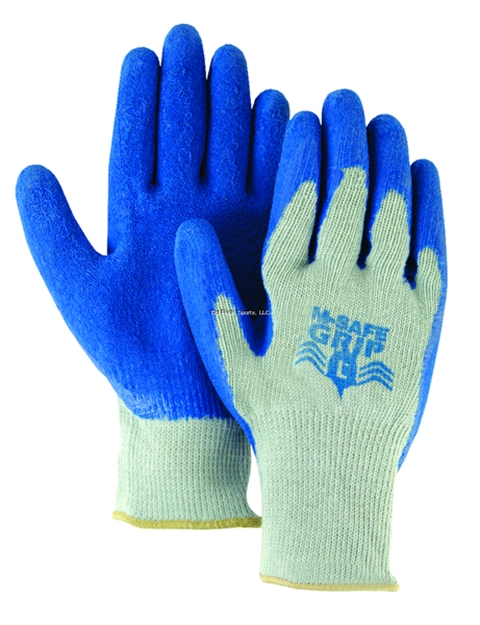Picture of Majestic M-Safe Gloves Knit/Latex Palm LG Gray Knit/Blue Palm