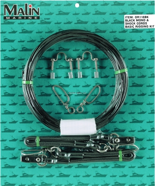 Picture of Malin Outrigger Rigging Kit, NO Release Clips, Black Mono & Cords