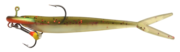 Picture of Mambo Jig Vertical Balance Jig 15/64Oz, 3.3". 1 Jig, 3 Tails, Sparkle Green Minnow
