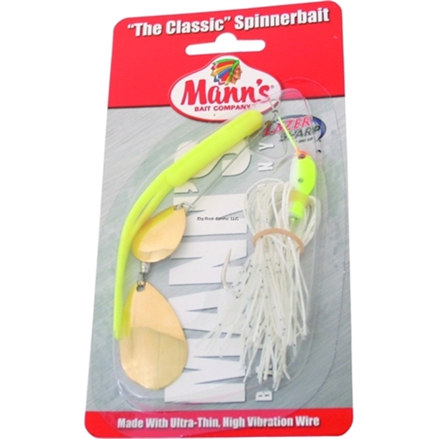 Picture of Mann's Bait Company The Classic Spinnerbait, 3/8 Oz, White Gold Indiana