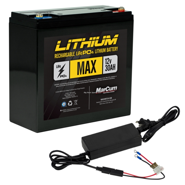 Picture of Marcum 12V30amp Lifepo4 Battery And 6Amp Charger Kit